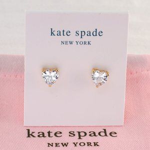 Kate Spade My Love Heart Stud Earrings in Gold/Clear (with Dust Bag) NEW